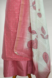 Silk Churidar Material with Lace & Mirror Work