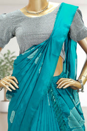 Soft Silk Saree with Floral Print & Tassels