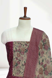 Silk Churidar Material with Print & Box Work