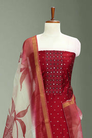 Silk Churidar Material-Thread Work With Butta