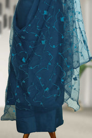 Silk Churidar Material with Floral Thread Embroidery