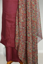 Silk Churidar Material with Mirror Work & Print