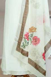 Silk Churidar Material with Floral Thread Work