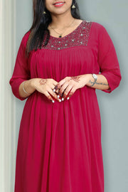 Georgette Flared Top with Cut Beads Work