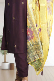 Sparkle Silk Stonework Churidar Set