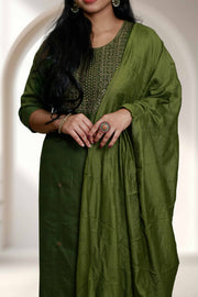 Silk Churidar with Copper Thread Work