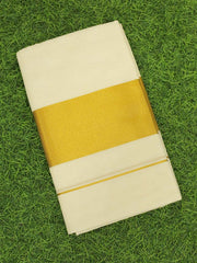 Kerala Cotton Set Mundu with Golden Kasavu without Blouse Piece