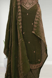 Elegant Georgette Churidar Material – Floral Glam in Gold
