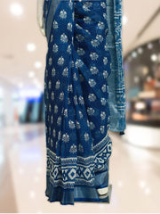 Indigo Linen Dresscode Saree with Batik Design - ₹455