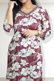 Rayon Printed V-Neck Kurti Palazzo Set