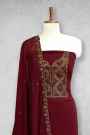 Georgette Churidar Material – Golden Embroidery with Sequins Work