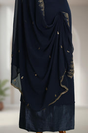 Georgette Churidar Material with Golden Embroidery & Box Work