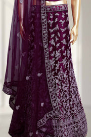 Wedding Lacha with Silver Thread Work – Net Fabric