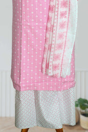 Cotton Churidar Material with Floral Thread Embroidery