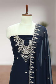 Georgette Churidar Material – Golden Thread Work with Stone