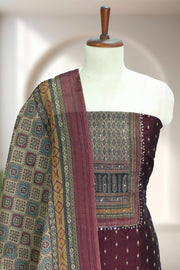 Elegant Beads & Sequins Silk Dress Material