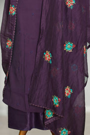 Silk Churidar Material-Floral Thread