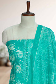 Cotton Churidar Material – Floral Print with Button Work