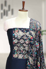 Silk Churidar Material with Stone Work & Print