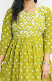 Cotton Kurti – Floral Thread & Sequins Work