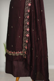 Silk Churidar Material – Floral Thread Work