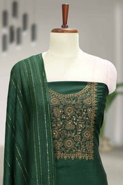 Silk Churidar Material with Golden Embroidery