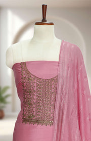 Silk Churidar Material – Golden Thread Work