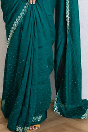 Chiffon Fancy Saree with Stone Work & Blouse