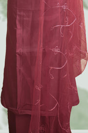 Silk Churidar Material –  Floral Thread & Sequins Work