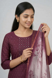 Silk Churidar Material – Lace Work with Mirror