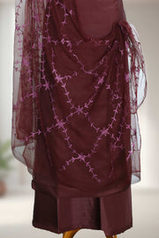 Silk Churidar Material with Floral Thread Embroidery