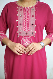 Cotton Kurti – Printed Mirror Work