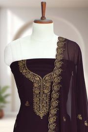 Georgette Churidar Material – Golden Thread Work with Stone Work