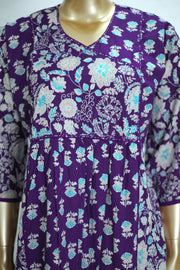 FloraEase Notch Neck Cotton Nighty