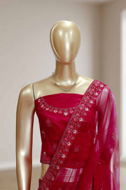 Elegant Wedding Lacha – Net with Stone & Thread Work