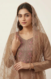 Silk Churidar Material – Floral Thread Work with Sequins