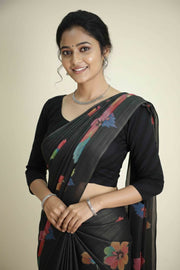 Varanasi Saree – Mirror Work Floral Print