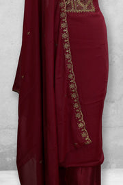 Georgette Churidar Material – Golden Embroidery with Sequins Work