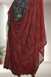 Cotton Churidar Material with Floral Print & Button Work