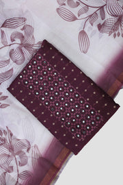 Silk Churidar Material – Lace Work with Mirror