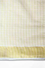 Elegant Kerala Tissue Check Saree with Golden Border