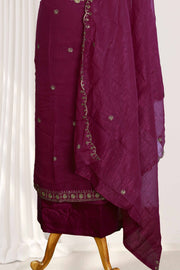 Elegant Georgette Churidar Material – Floral Thread & Sequin Embroidery