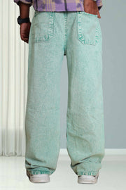 Wide-Leg Plain  Mens Baggy Jeans