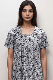 Women’s Printed Cotton Nighty – Babra Pattern