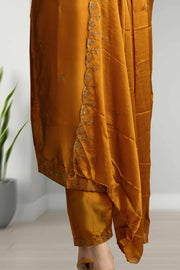 Silk Churidar – Golden Embroidery with Sequins