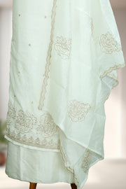 Silk Churidar Material – Silver Thread & Beads Work