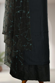 Silk Churidar Material with Floral Thread Embroidery
