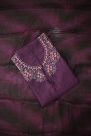 Silk Churidar Material – Floral Thread Work with Sequins