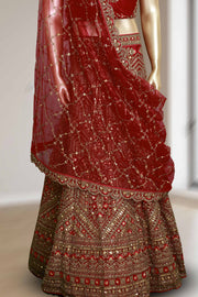 Designer Wedding Lacha – Net with Stone & Sequins Work