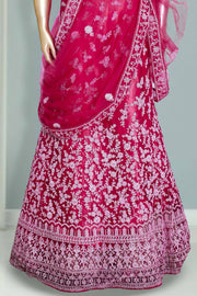 Wedding Lacha with Silver Thread Work – Net Fabric